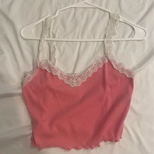 Pink Laced Crop Tank